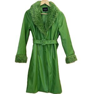 Green Faux Leather Faux Fur size small coat Saint Patrick's Day coat Stoosh